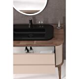 PIER 100 CM SİYAH LAVABOLU BANYO DOLABI VİZON / KAYIN  - BOY DOLAP DAHİL