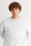 Erkek Kar Melanj Oversize Fit Bol Kesim Pamuklu Içi Polarlı 3 Iplik Bisiklet Yaka Sweatshirt