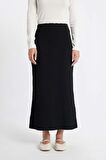 DeFacto Regular Fit Basic Düz Maxi Siyah Triko Etek A1314AX24AUBK81