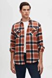 Slim Fit Tarçın Ekose Oduncu Gömlek 1HC02ORTODN02
