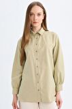 DeFacto Relax Fit Gömlek Yaka Poplin Basic Düz Uzun Kollu Gömlek Tunik D4159AX24AUKH142