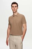 D'S Damat Regular Fit Vizon Pike Dokulu %100 Pamuk Kıvrılmaz Polo Yaka Nakışlı T-Shirt 4HC14ORT51000