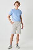 Erkek Taş Slim Fit Dar Kesim Armürlü %100 Pamuk Casual Chino Şort