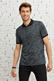 Slim Fit Dar Kesim Polo Yaka Jakarlı Tişört