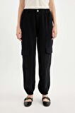 DeFacto Coool Jogger Gabardin Pantolon Normal Bel Basic Düz Kargo Cepli B0454AX24AUBK27