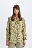 DeFacto Relax Fit Desenli Vual Uzun Kollu Tesettür Bluz Tunik C9738AX24SMGN1156