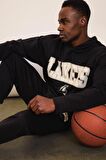 DeFactoFit NBA Los Angeles Lakers Oversize Geniş Kalıp Kapüşonlu Skuba Dalgıç Kumaş Sweatshirt D6709AX25SPBK82