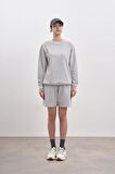 Kadın Oversize Uzun Kol Sweatshirt Şortlu Takım