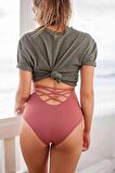 Angelsin Gül Kurusu Yüksek Bel Bikini Alt