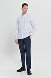 Slim Fit Dar Kesim Klasik Yaka Pamuklu Armürlü Gömlek