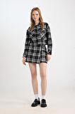 DeFacto Coool Oversize Geniş Kalıp Crop Cepli Kalın Flanel Uzun Kollu Ceket Gömlek D7914AX24AUBK27