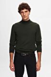 Ds Damat Regular Fit Haki Pamuk Karışımlı Yarım Balıkçı Triko Kazak 5HF06ORT16275 5HF06ORT16275