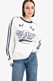 DeFacto Coool Oversize Geniş Kalıp Bisiklet Yaka Baskılı Kalın Kumaş Sweatshirt D5957AX25SPWT32