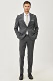 Erkek Siyah-gri Slim Fit Dar Kesim Desenli Takım Elbise
