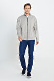 Pamuklu Standart Fit Normal Kesim Dik Yaka Cepli Esnek Sweatshirt
