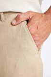 Relax Fit Düz Paça Keten Pantolon