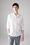 DeFacto Regular Fit Polo Yaka Oxford Basic Düz Uzun Kollu Beyaz Gömlek A8028AX24SPWT83