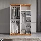 Ücretsiz Montaj - 100% MDF Flora 4 Kapaklı Beyaz Gardırop - MDF Dolap - Elbise Dolabı