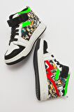 mnpc Unisex Çocuk Siyah Baskı Hakiki Deri Anatomik Sneakers Bot