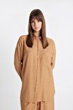DeFacto Relax Fit Krinkıl Kumaş Uzun Kollu Tesettür Gömlek Tunik C6482AX24SMBN153