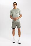 DeFactoFit Slim Fit Dar Kesim Bisiklet Yaka Sporcu Kısa Kollu Tişört B2887AX24SPGN920