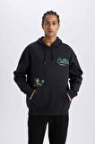 DeFactoFit NBA Boston Celtics Oversize Geniş Kalıp Kapüşonlu Sırt Baskılı Kalın Sweatshirt D6690AX25SPBK82