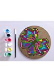 AHŞAP MANDALA 20x20 cm DAİRE MDF üzerine UV baskı modeller- DESENLİ Mandala Set Boyama
