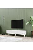 Mezza 1240 EVA 3 KAPAKLI KULPSUZ 150 CM AYAKLI TV ÜNİTESİ BEYAZ