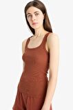 Slim Fit Dar Kesim Basic Düz Yuvarlak Yaka Fitilli Kaşkorse Atlet