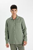 DeFacto Regular Fit Waffle Basic Düz Pamuklu Uzun Kollu Gömlek D1058AX24AUKH493