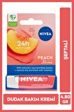 Nivea Şeftali Dudak Bakım Kremi ve Parlatıcısı 4.8gr, Nemlendirici, Şeftali Aroması, Işıltılı Mercan Renk