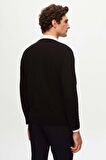 Ds Damat Regular Fit Siyah Düz V Yaka Triko Kazak 5HF06ORT12003 5HF06ORT12003
