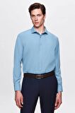 Slim Fit Petrol Italyan Yaka Dar Kesim Klasik Kravatlık Uzun Kollu Kolay Ütülenebilir Nefe 2HF02ORT5185