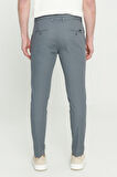 Erkek Gri-mavi Slim Fit Dar Kesim Armürlü Esnek Casual Pantolon