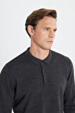 Erkek Antrasit-melanj Tüylenme Yapmayan Anti Pilling Kumaş Standart Fit Polo Yaka Triko Kazak