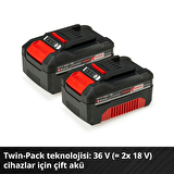Einhell PXC Twin Pack 4.0 Ah Power X-Change Akü (Li-Ion, 18 V, 2 x 4.0 Ah, Tüm Power X-Change cihazları ile uyumlu, Aktif Akü Yönetim Sistemi, Özel Şarj Döngüleri)
