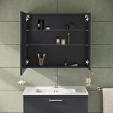 VitrA Mia 67705 Asimetrik Dolaplı Ayna, Parlak Antrasit, 80 cm