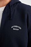 DeFacto Lacivert Relax Fit Kapüşonlu Waffle Baskılı Cepli Fermuarlı Sweatshirt D2629AX24AUNV71