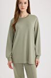 DeFacto Regular Fit Bisiklet Yaka Basic Düz Tesettür Sweatshirt Tunik D4598AX25SPKH499