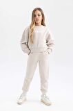 DeFacto Kız Çocuk Relax Fit Bisiklet Yaka Baskılı Kalın Sweatshirt B4675A823WNGR54