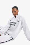 DeFactoFit Oversize Geniş Kalıp Dik Yaka Baskılı Sporcu Sweatshirt D7754AX25SPGR93