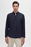 Regular Fit Lacivert Düz Kışlık Gömlek 7HC02ORT13265
