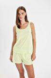 DeFacto Pijama Takım Çizgili Ribana Askılı Beli Lastikli Şort Altı-Fall in Love D3184AX24HSGN404