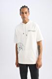 DeFactoFit NBA Denver Nuggets Oversize Geniş Kalıp Kapüşonlu Sırt Baskılı Kısa Kollu Tişört C9250AX24AUER105
