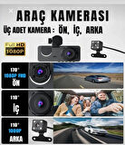  Üç Kameralı Wi‑Fi Araç İçi Kamera – GPS Takip & G-Sensor Özellikli Güvenlik Çözümü