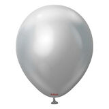 Gemar Parti Doğum Günü Organizasyon Balon - 28 Cm. - Ivory - Silver / Gümüş - 100 Adet 