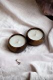 Ahşap Bambu Sandal Ağacı Esanslı 2'li Soya Wax Mum Seti PARAFİN İÇERMEZ