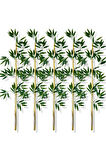 Yapay Yoğun Yapraklı 130 Cm 5 Adet Dekoratif Bambu Çubuğu Islak Doku