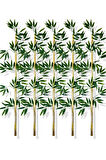 Yapay Yoğun Yapraklı 140 Cm 5 Adet Dekoratif Bambu Çubuğu Islak Doku