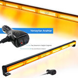 Turuncu Tepe Çakar Bar Led 90cm 12-24v  Off Road Çekici Traktör İkaz Lambası Çakar 15 Modlu